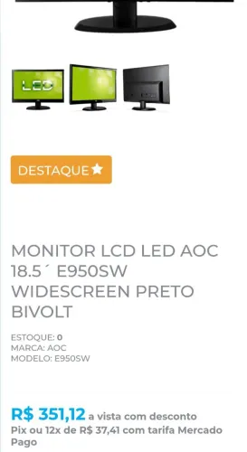 Negocio, Monitor gamer AOC 19'