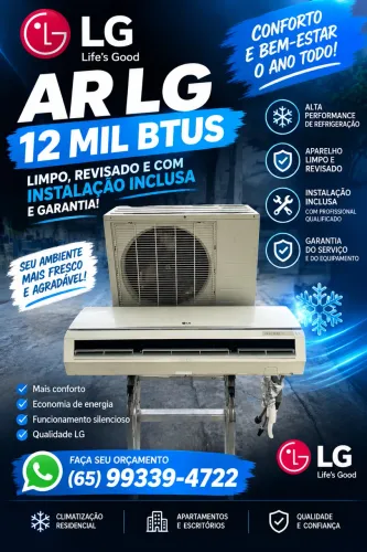 Ar condicionado 12 mil btus todo revisado, limpo, instalação inclusa e garantia