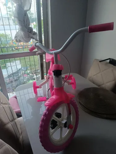 Bicicleta Infantil Track & Bikes Arco Íris, Aro 12, Branca e Rosa