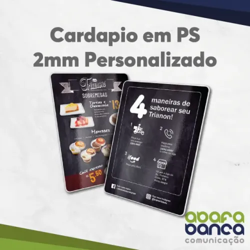 Cardapio em PS 2mm personalizado - 10 unids