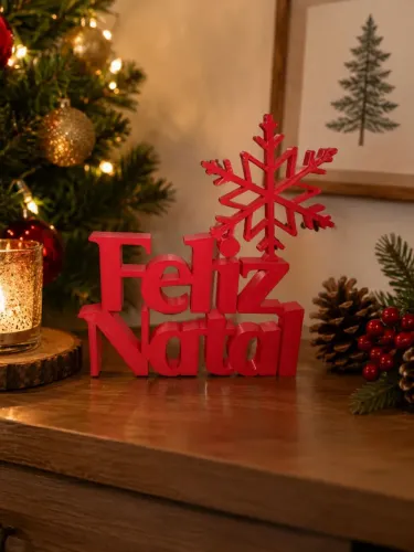 Plaquinha Feliz Natal - Decoração Natalina em 3D