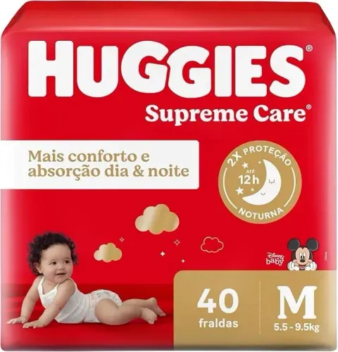 Huggies Fraldas Supreme Care | M | 40 Unidades.