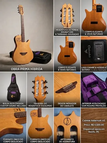 Violão Midi Híbrido Caimbé Aeternum A3 Nylon Com Bag (Usado)