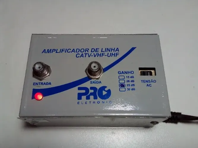 Amplificador de linha CATV-VHF-UHF Pro eletronic PQAL 2500 25db 110V/220V novo na caixa.