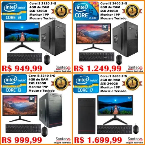 Computador completo - PC Office 1 Ano Garantia