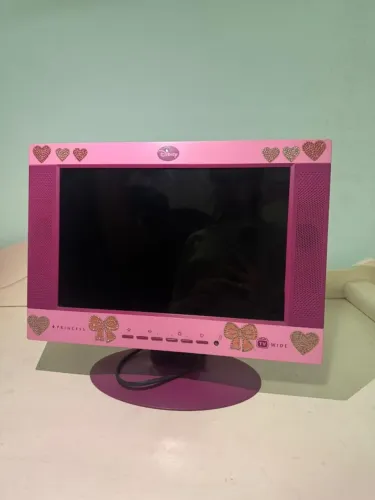 TV LCD Disney 13? LCP-131 Rosa Original Retrô/Barbie - Funcionando