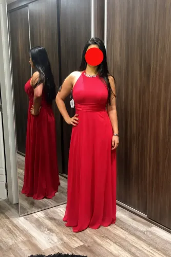 Vestido Vermelho longo - Colar embutido