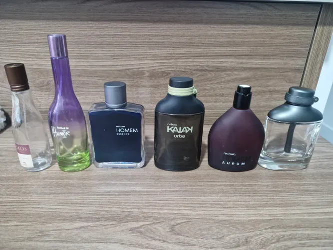 Frasco vazio Natura Homem Essence,  Kaiak Urbe, Homem Áurum, Kaiak, Festival Humor 100ml