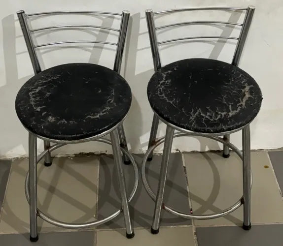 Kit 2 Banco Banquetas Baixa Cromada Com Encosto