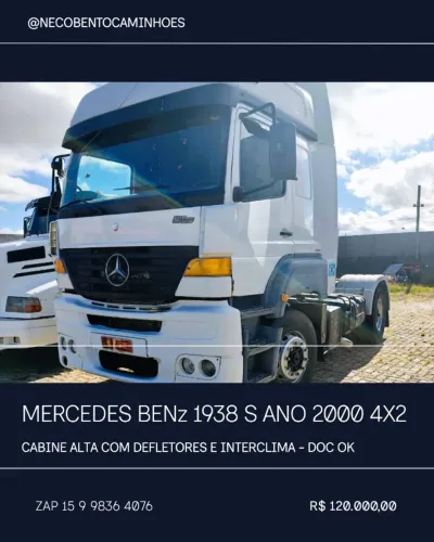 Mercedes-Benz 1938 S, ano 2000, cabine alta, com defletores e interclima FINANCIAMOS