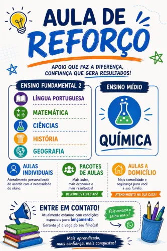 Reforço escolar - ensino fundamental e médio 