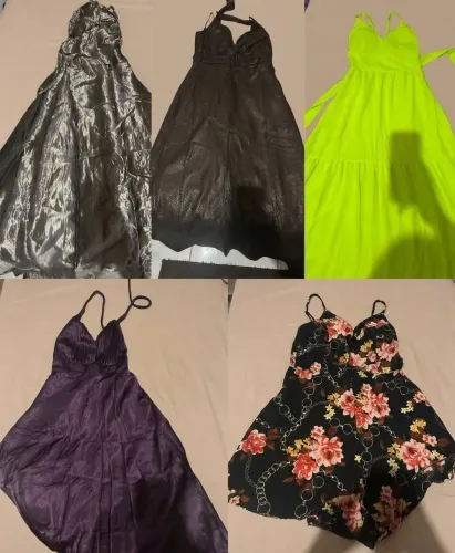 4 vestidos de festa e 1 macaquinha