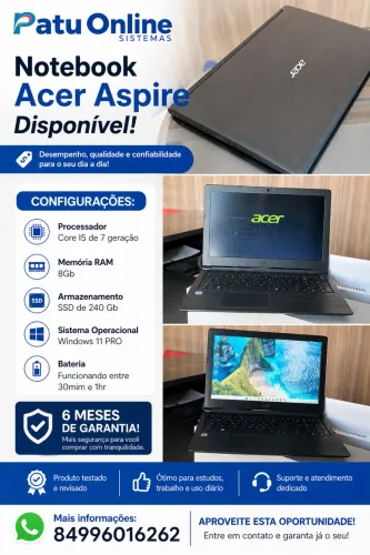 Notebook Acer Core I5 de 7 geração