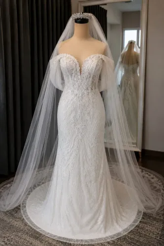 Vestido Noiva + Tiara + Véu 