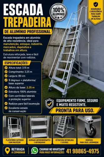 Escada Trepadeira Em Alumínio Profissional 3,15m