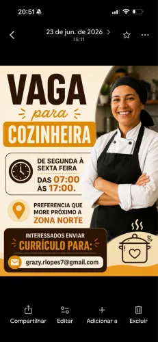 Vaga para cozinheira