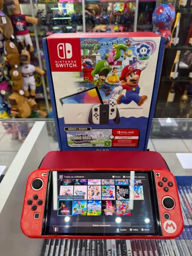 Nintendo Switch oled semi novo 1 Tb d3sbl0k3ad0 