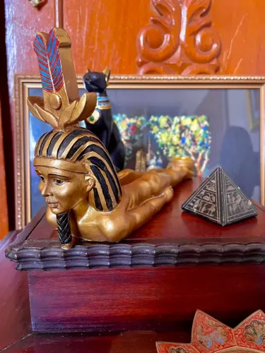 PORTA INCENSO/CASTIÇAL TUTANKHAMON EGÍPCIO VINTAGE