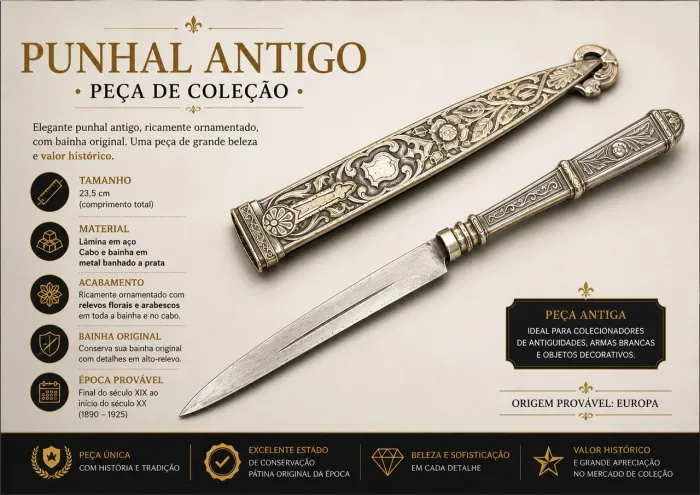Punhal Antigo de prata