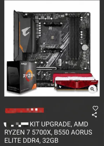 KIT UPGRADE, AMD RYZEN 7 5700X, B550 AORUS ELITE DDR4, 32GB DE RAM 3.200mhz