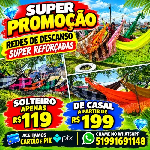 super promoção de redes de descanso super reforçada solteiro $119 de casal Apartir de $199