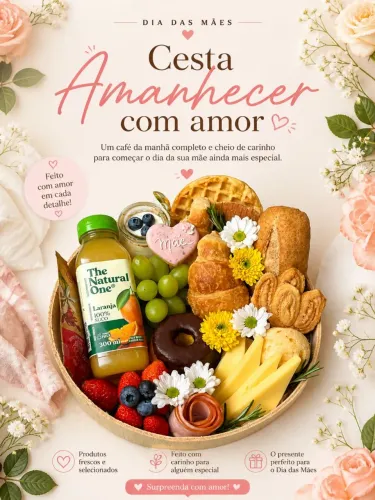 Presentes Dia das Mães, Cestas de café da manhã, Mimos e canecas personalizadas