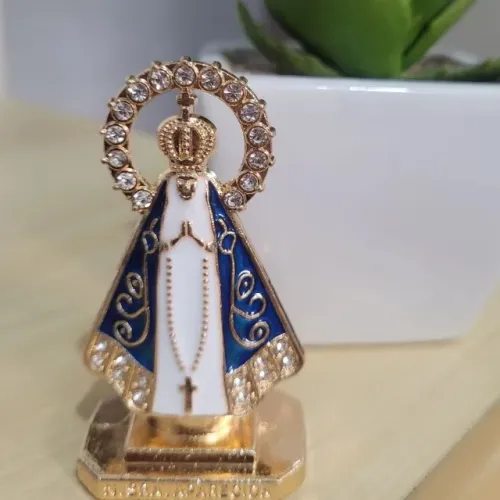 imagem nossa senhora aparecida padroeira enfeite metal 5,5cm 8x1-40 -branco