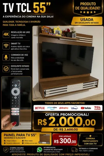 Vendo Tv 55 polegadas TCL 1.800 reais..