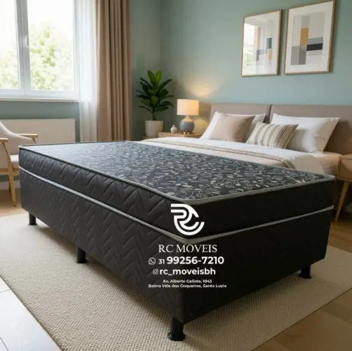 Cama Box Solteiro Acoplado D33 88x1,88 Floral Cinza Aconchegante