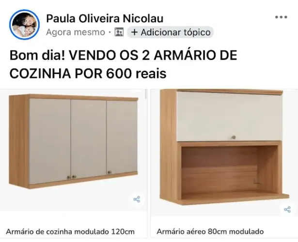 Armário cozinha aéreo modulado - 2 peças