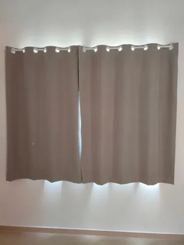Cortina 100% blackout Cinza + Varão Branco