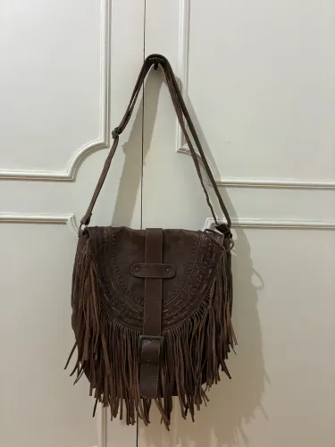 Bolsa de Franja Couro Marrom