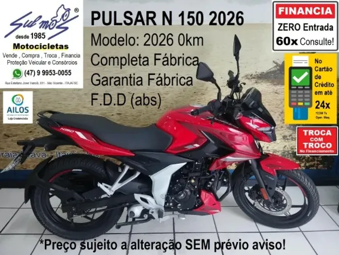 Pulsar N150 ABS 2026 # 0Km Emplacada # Troca e Financia até 60x.ATENCÃO LEIA DESCRIÇAÕ!