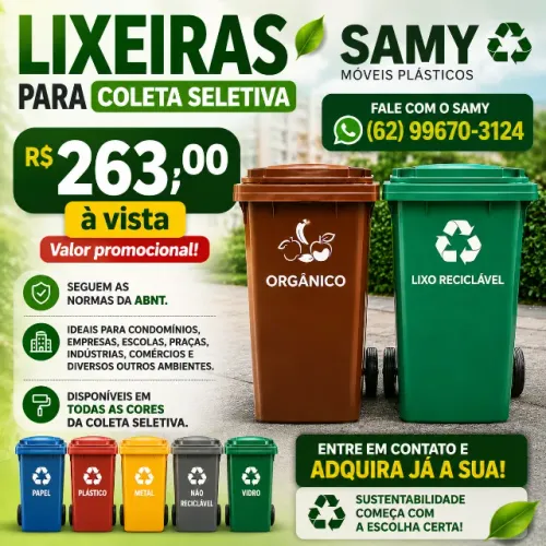 Lixeira Coletor 120 Litros - NOVA
