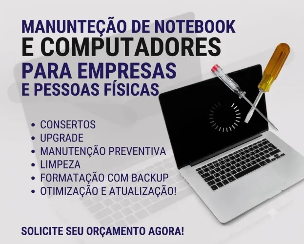 Assistência e manutenção em notebook, computadores e venda de peças
