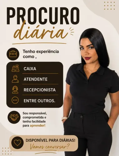Estou disponível para diárias!
