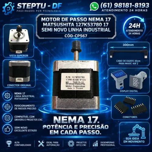 Motor de Passo Nema 17 Matsushita 127K53780 17 Semi Novo Linha Industrial COD-CP567