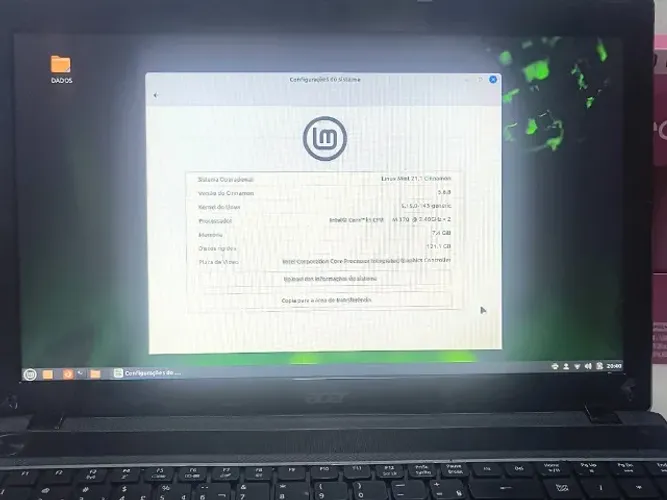 Acer Aspire 5733 | 8GB RAM | SSD 120GB | Tela 15,6" | Linux Mint | Pronto para Usar