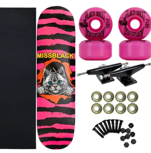 Skate Montado Miss Black Cat Pink Semi novo (Black sheep)