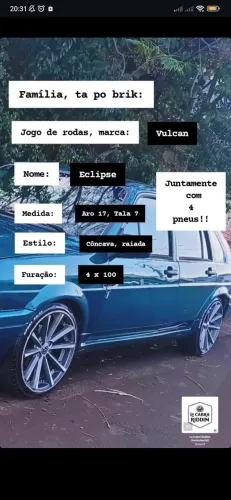 Jogo de rodas vulcan eclipse aro 17