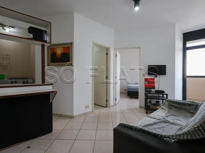 Flat disponível para locação em Moema contendo 38m² e 1 vaga, próx Ibirapuera Metrô.
