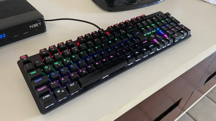 Teclado Mecânico Gamer HP Gk100, RGB, ABNT2