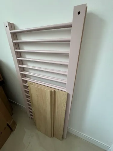 Berço Rosa 2 em 1 Linha Tomi Rosa com Carvalho Malva