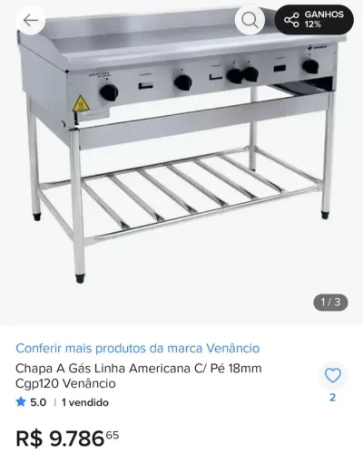 Chapa Venâncio americana a gás