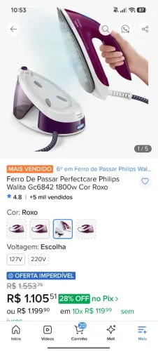 Ferro passar roupa a vapor