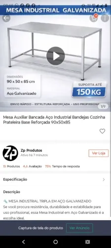 Mesa de aço industrial 215,00