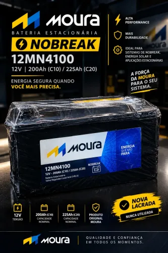 ? Bateria Moura 12MN4100 - Nobreak - NOVA E LACRADA