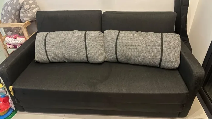 Sofá Cama Queen 3 lugares em Linho Cinza