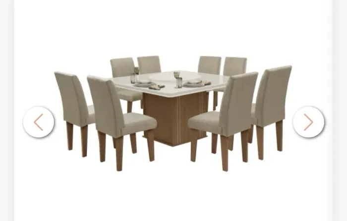 Mesa laqueada com prato giratório 8 cadeiras