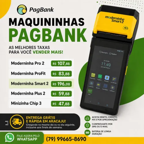 Maquininha de Cartão PagBank PagSeguro Moderninha Smart 2
